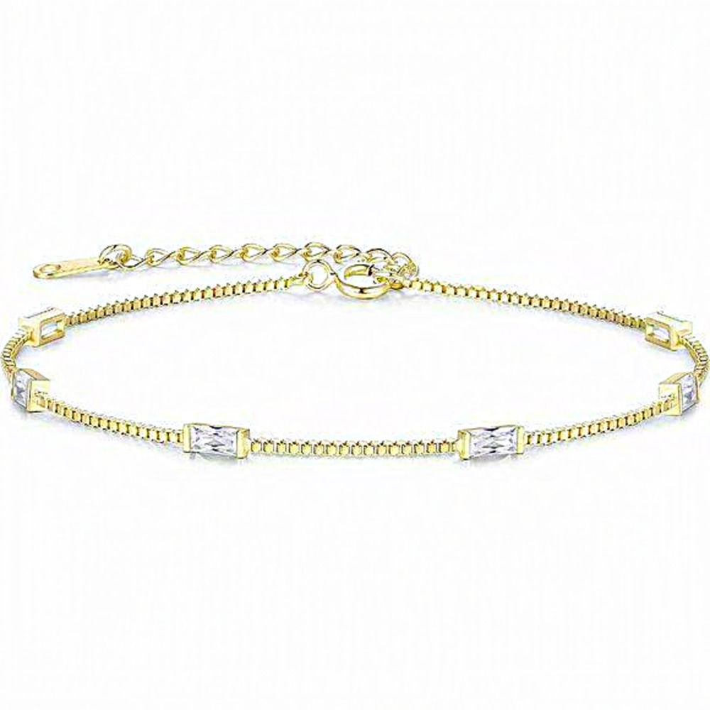 Women Sterling Silver Dainty‎ Simple Birthstone Bracelets